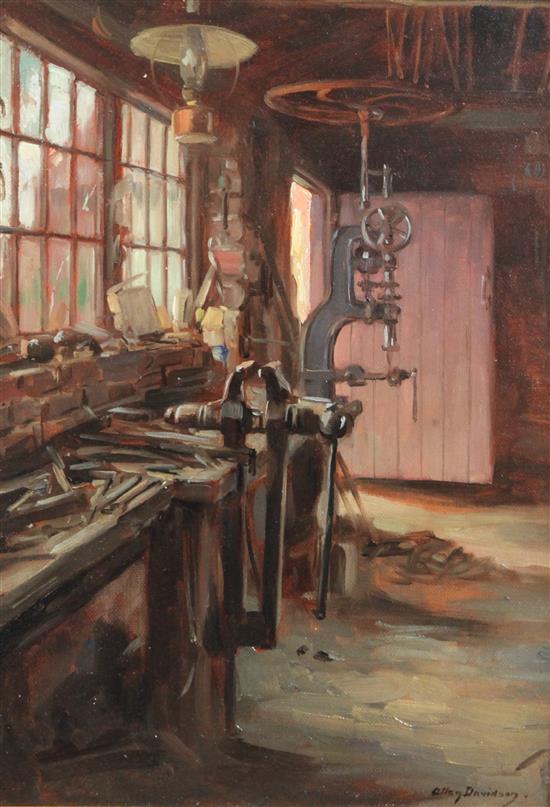 Allan Douglas Davidson (1873-1932) Blacksmiths Forge 14 x 10in.